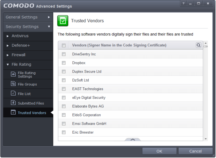 Trusted Vendors, Endpoint Protection Endpoint Security Help COMODO